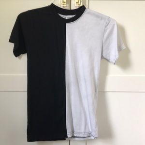 black and white split tshirt